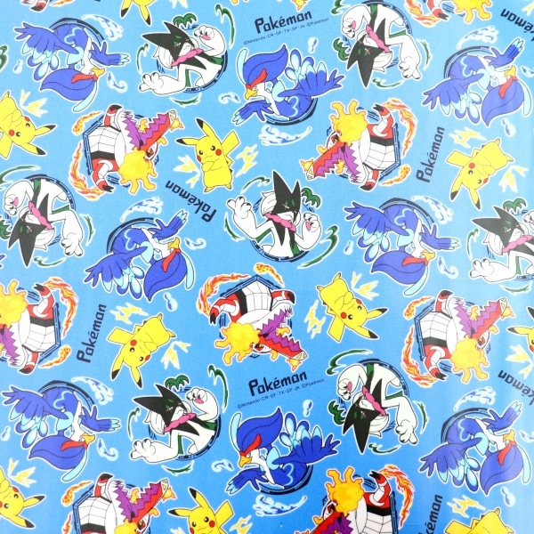 生地 ポケモン ポケモン総柄 オックス ラミネート サックス 【50cm