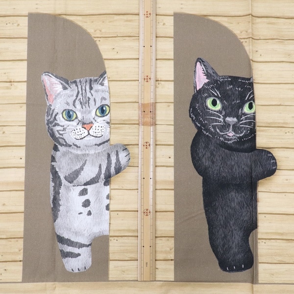 生地 壁からひょっこり猫たち 【1パネルカットクロス 約100cm  