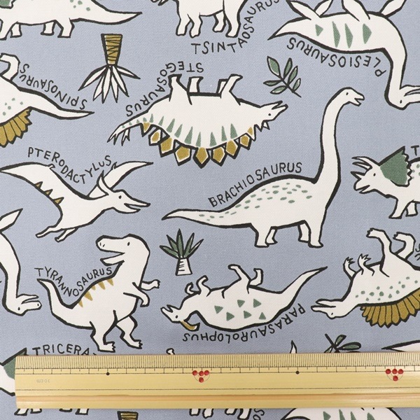 生地　ご予約品 生地 2023 入園入学 オックスプリント YK09 恐竜柄 9024DC【50cm