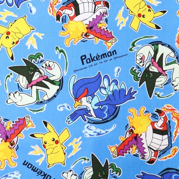 生地 ポケモン オックス ポケモン総柄 サックス G-6129-1A | 手芸