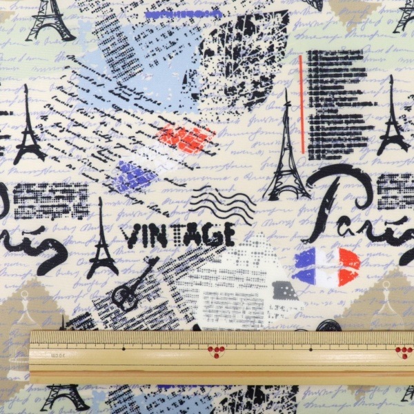 生地 ポリエステルオックスPT エッフェル塔柄 【63×100cmカットクロス