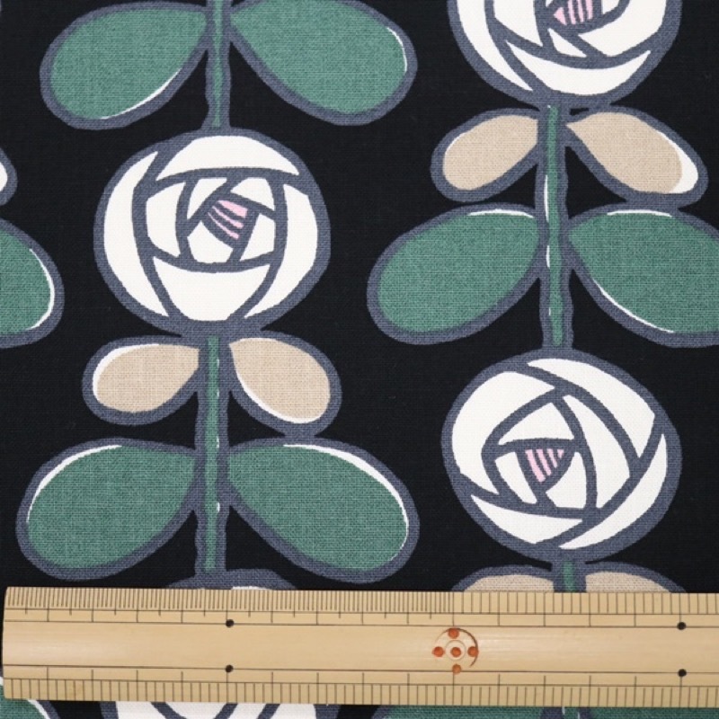 大特価処分】生地 キャンバスプリント バラ柄（割引クーポン/ポイント