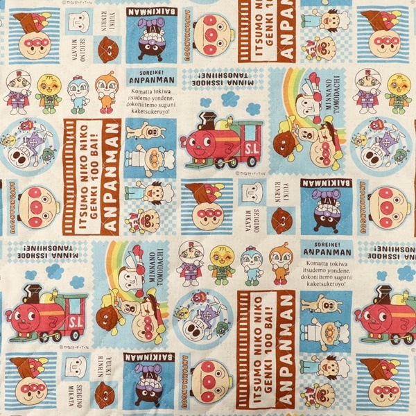 【オーダー用】あんぱん様 生地 アンパンマン 麻混 【キルト】 プリント パッチ柄 【50cm