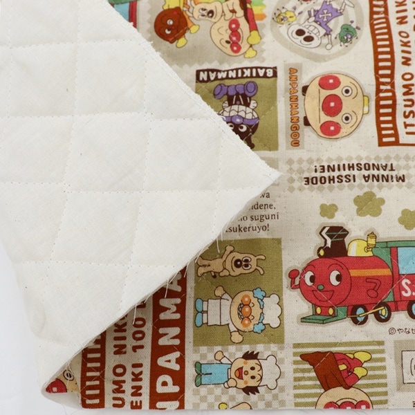 生地 アンパンマン 麻混 【キルト】 プリント パッチ柄 【50cm