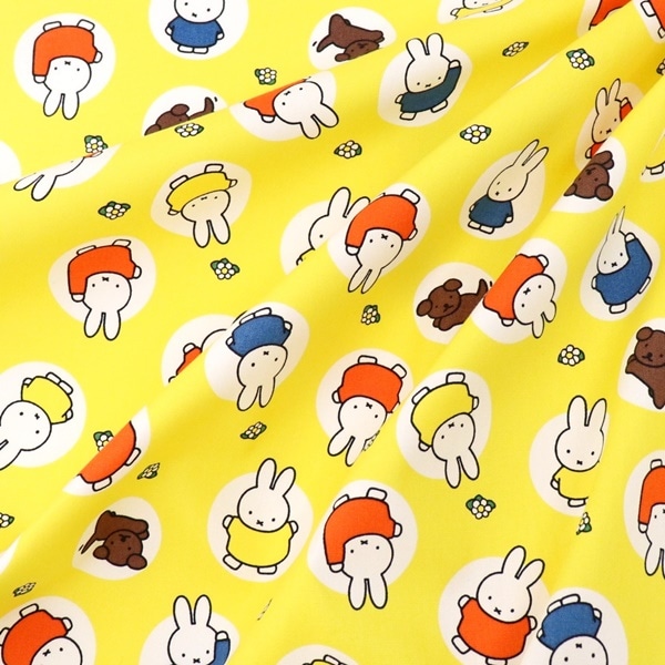 生地 ミッフィー オックス ミッフィー大水玉柄 イエロー G-2025-1A