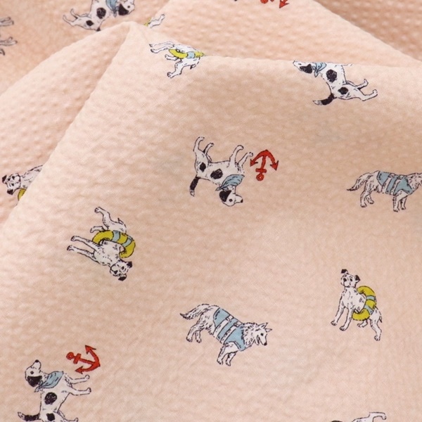 30%OFF処分価格】生地 マリンリップルプリント いぬ柄 821-59-1 | 手芸