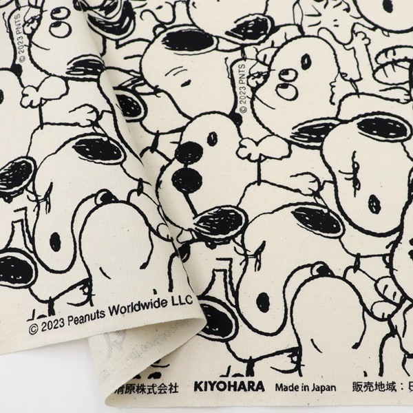 生地 スヌーピー オックス モノトーン柄 生成り 771126 | 手芸
