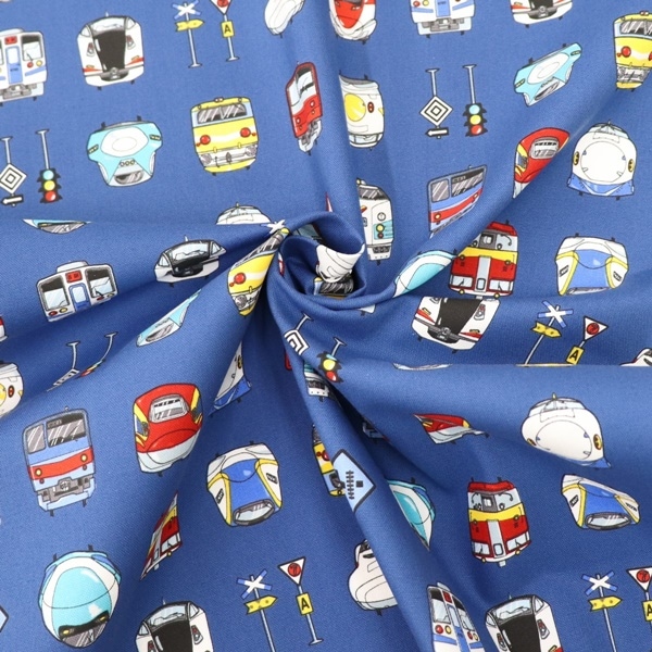 生地 オックスプリント 2024 入園入学 電車柄 DR2309-8 | 手芸センター