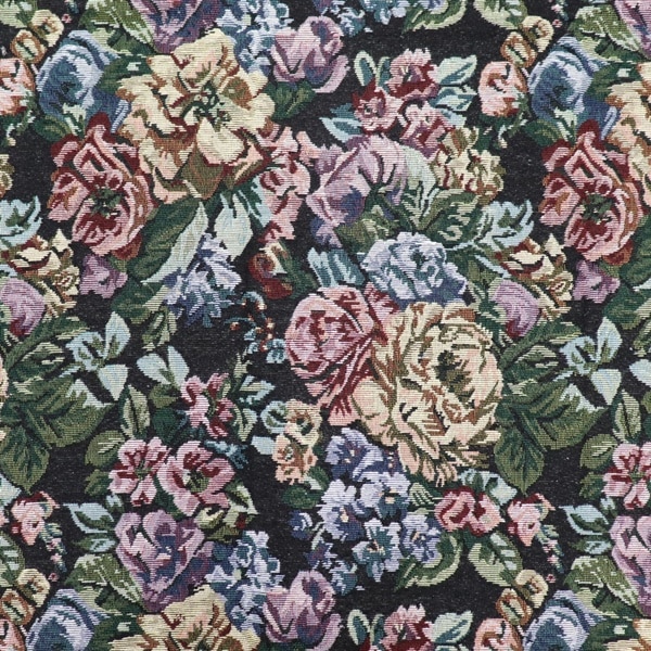 30%OFFセール価格】生地 ゴブラン 黒系花柄 【1.5mカットクロス