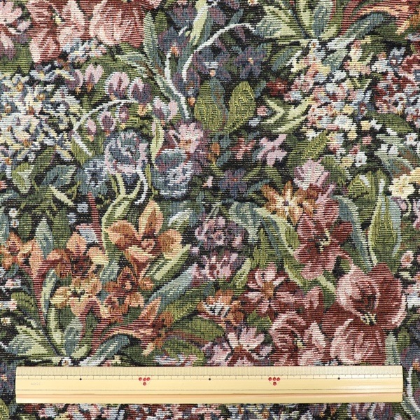 【美品】 定価５万 クレモナ Cremona ブリーフケース ゴブラン 花柄×黒 30%OFFセール価格】生地 ゴブラン 黒系花柄 【1.5mカットクロス