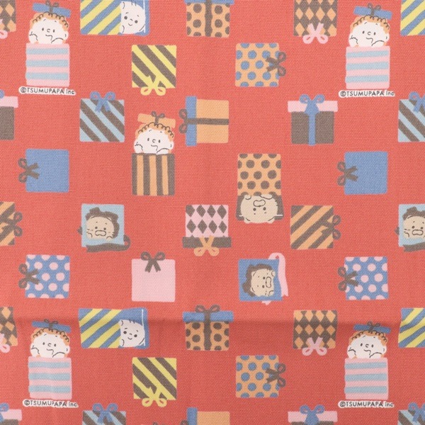 生地 つむぱぱ オックス プリント ギフトボックス柄 【50cm