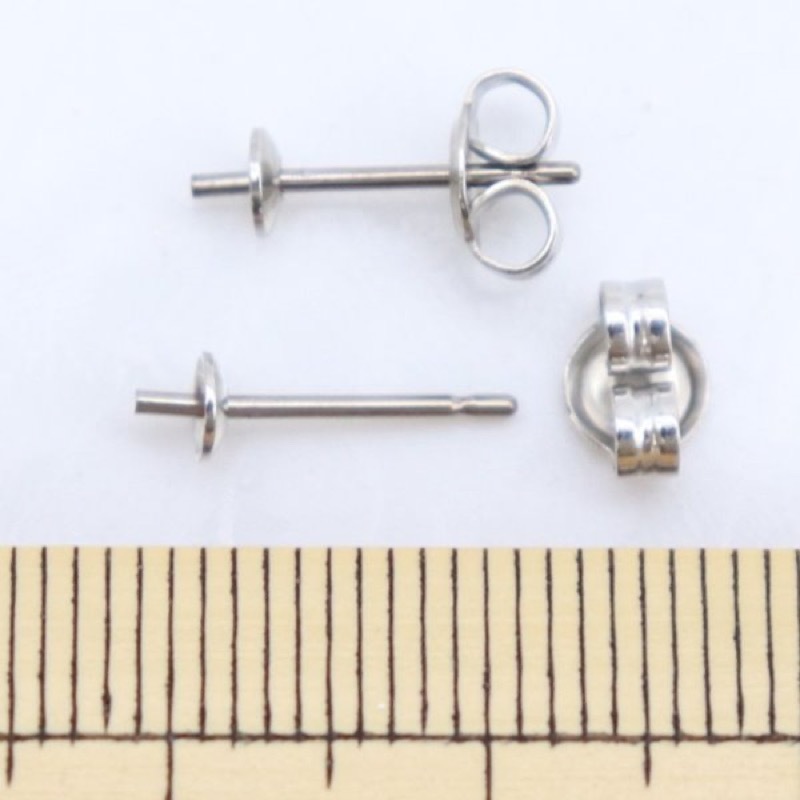 MIYUKI ピアス金具 チタンポスト 片穴用 シルバー色 2個入 K1696