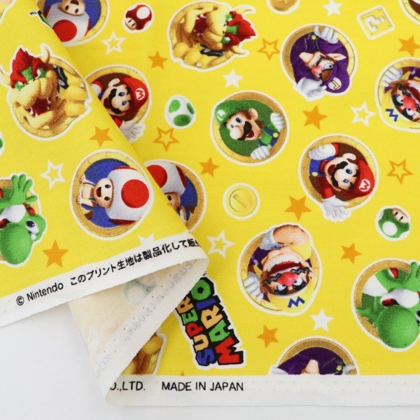生地 スーパーマリオ コイン柄 オックス イエロー G9926-1A
