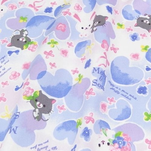 セール特価】生地 うさぎのモフィ オックス ハート＆フラワー柄 | 手芸