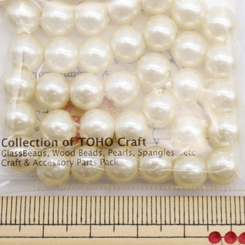 ☆ 大きめ アンティーク調✨パール♡ビーズがま口☆ アイボリー色 MIYUKI Bijoux コットンパール 12mm 10個入 | 手芸センター