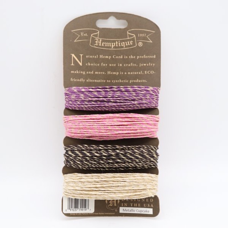 HEMP CORD ヘンプコード #20 9.1m巻 4色セット ラメ入り | 手芸