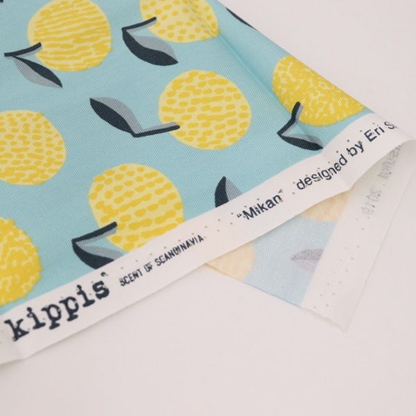 生地 Kippisオックス みかん柄 ミントグリーン 【50cmカットクロス