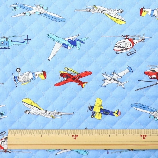 生地 オックスプリント 【キルト】 2024 入園入学 空飛ぶ乗り物柄