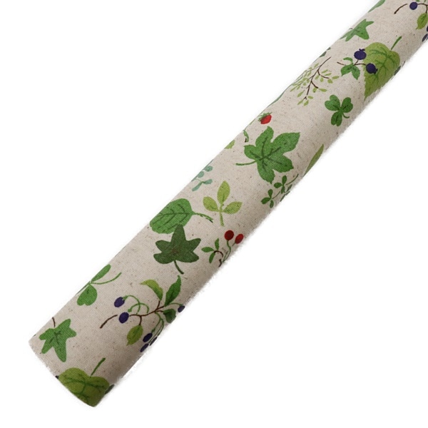 生地 綿麻キャンバスプリントラミネート 葉っぱと野いちご柄