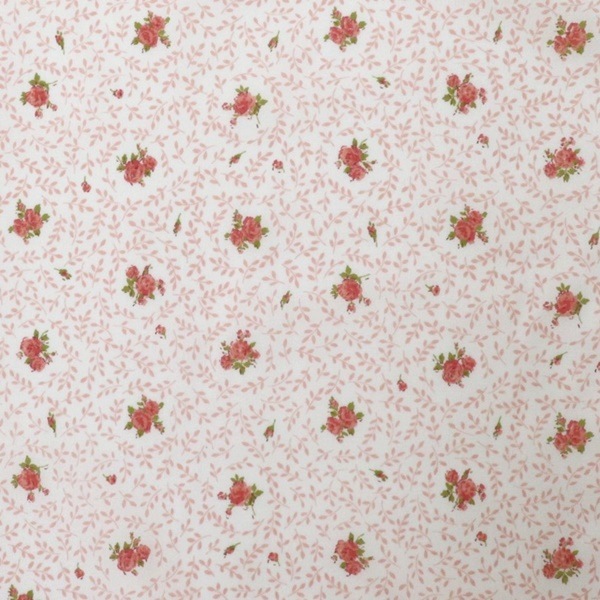 生地 TCプリント バラとリーフ柄 DC4690-1 | 手芸センター