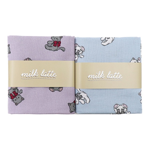 生地 ミルクラテ milk latte シーチング ねこちゃん柄 【50cm