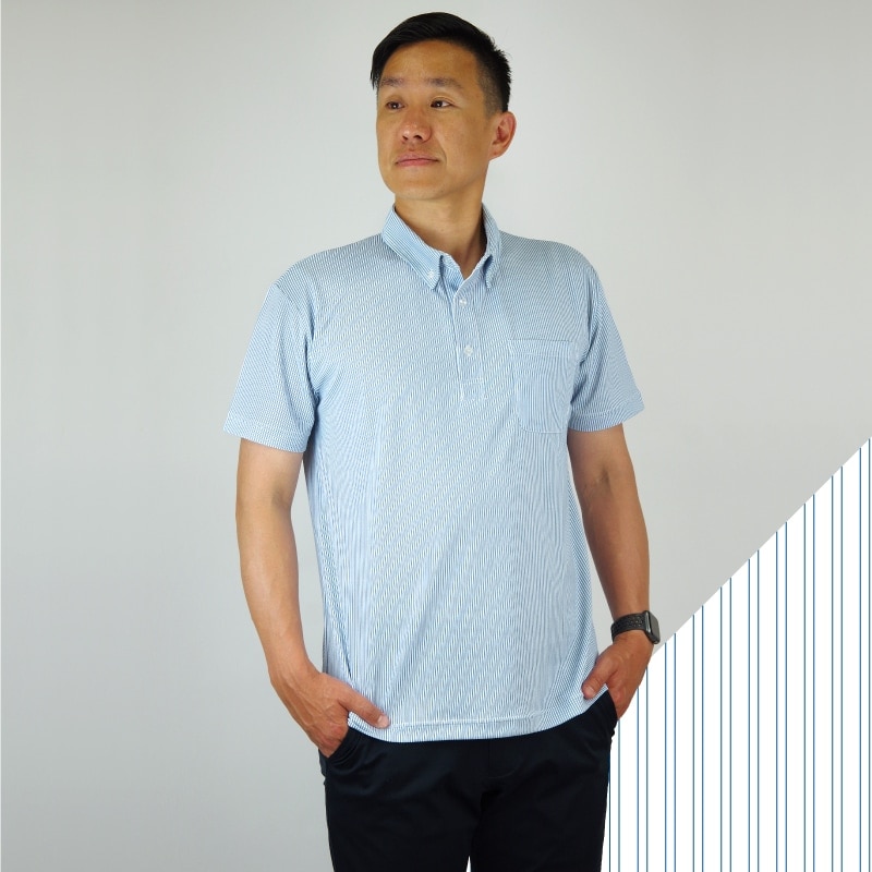 K463ボタンダウンポロシャツ - K03ダブルストライプ | アスレスーツ