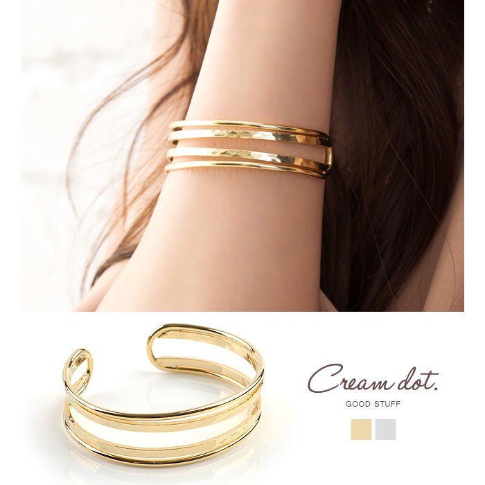 ゆうパケット】バングル レディース ダブルライン ワイド メタル