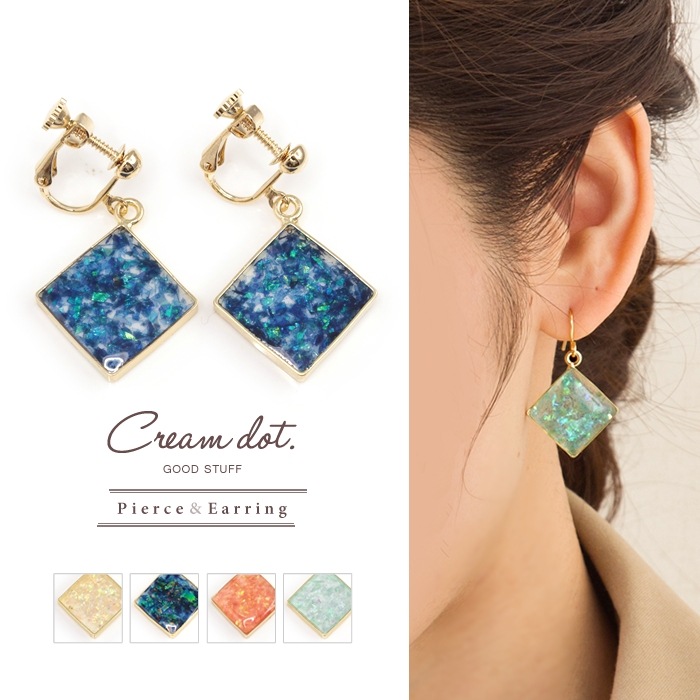 【ゆうパケット】ピアス イヤリング スクエア カラーシェル ホワイト ネイビー ピンク ミント ゴールド アクセサリー 結婚式 カジュアル 小物 ジュエリー ギフト 大人 レディース outlet|ピ