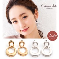【ゆうパケット】ピアス 揺れる ヴィンテージ調 ダメージ加工 メタル サークル 2連 ひねり ドロップ チタンポスト 低アレルギー ゴールド シルバー 上品 お呼ばれ アクセサリー デイリー カジュア