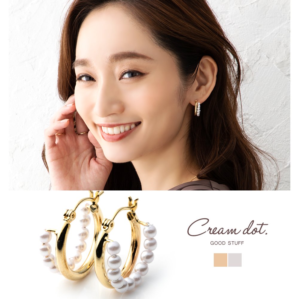 【ゆうパケット】ピアス フープピアス チタンポスト 低アレルギー フープピアス レディース キャッチレス 開閉式 パール 2連 二連 ライン 大人 上品 エレガント フェミニン 結婚式 お呼ばれ パー