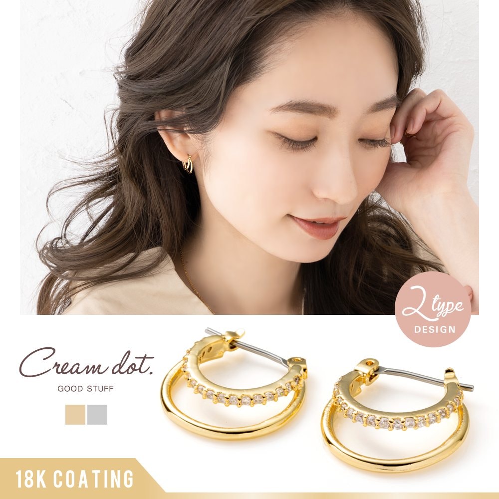 ゆうパケット】ピアス フープピアス 18kコーティング チタンポスト 低