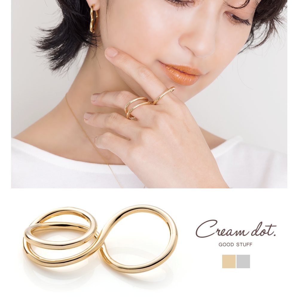 ゆうパケット】ダブルフィンガーリング 指輪 レディース メタル 変形