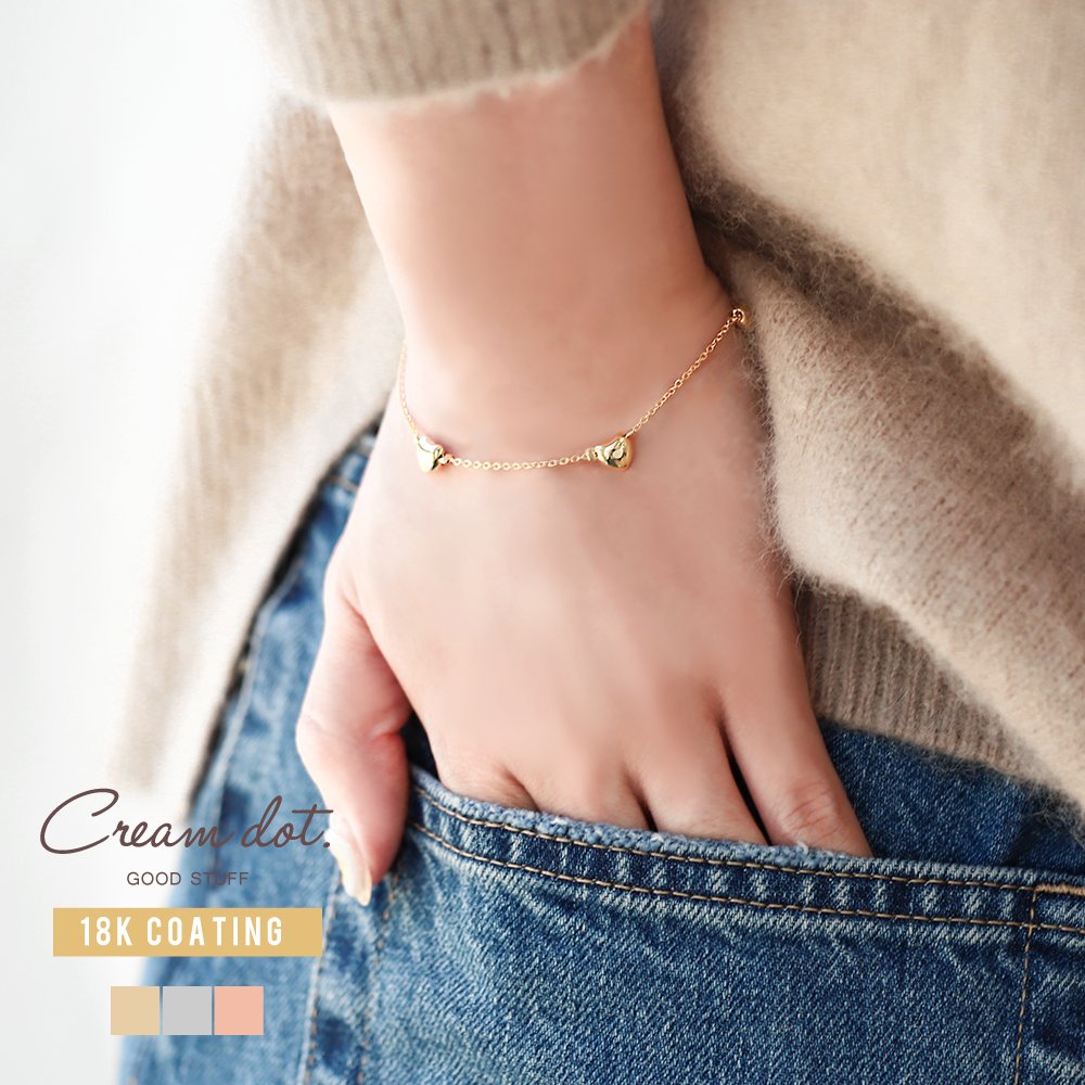 ゆうパケット】ブレスレット 金属アレルギー ニッケルフリー 18k