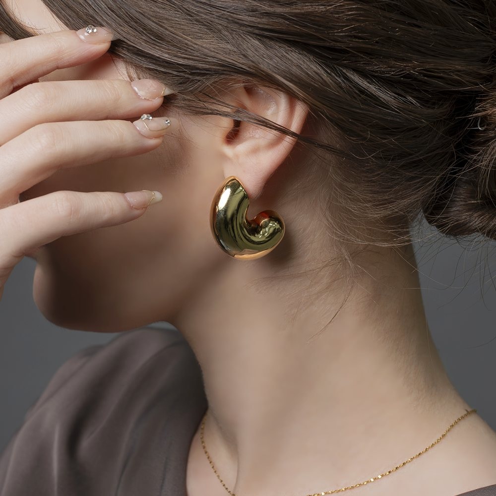 mimi33】フープ×ビジューピアス[3ペアセット][Sheerchic]｜SANPO