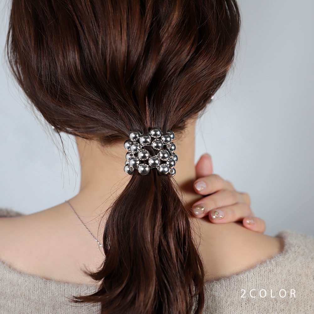 ヘアゴム ヘアアクセサリー ゆうパケット】 ヘアゴム メタルボール スフィア パール