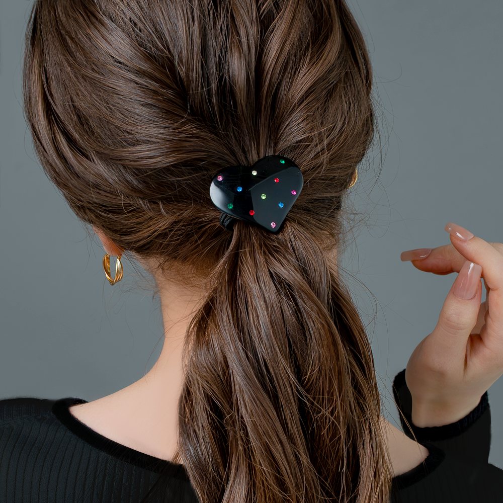 ヘアゴム ハート マルチビジュー ドット カラービジュー ヘアアクセ