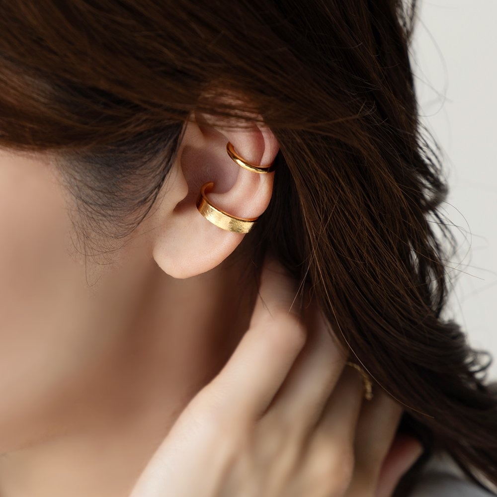 ゆうパケット】 イヤーカフ レディース レイヤード風 2連 フープ