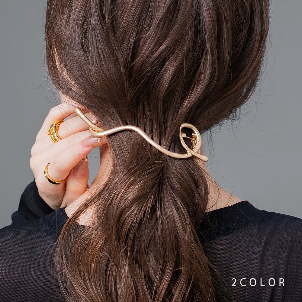ゆうパケット】 ヘアクリップ メタル ヴィンテージ調 カーブライン