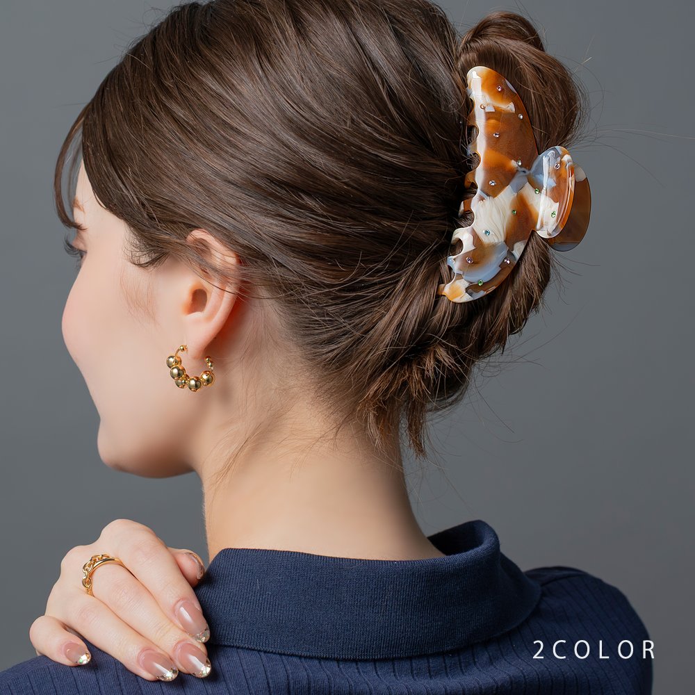 定形外郵便】 バンスクリップ ヘアクリップ マーブル マルチカラー