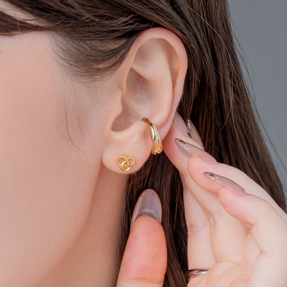 ゆうパケット】 イヤーカフ レディース ぷっくり メタル 艶 シンプル