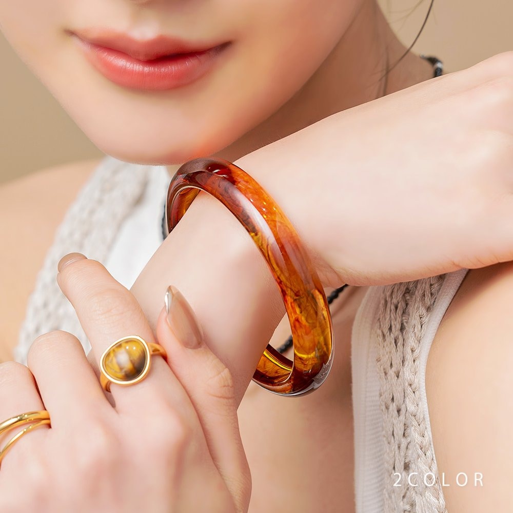 バングル マーブル模様 軽量 ニュアンスカラー アクリル ぷっくり ぽっ