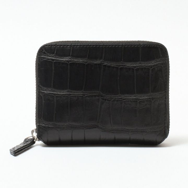 Creed CROCODILE ラウンドファスナーミドルウォレット ブラック 456C142 #10