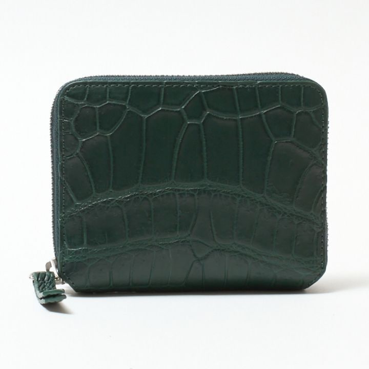 Creed CROCODILE ラウンドファスナーミドルウォレット グリーン 456C142 #60