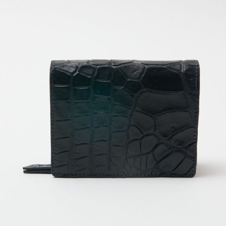 Creed CROCODILE ファスナーミドルウォレット ネイビー 456C143 #75
