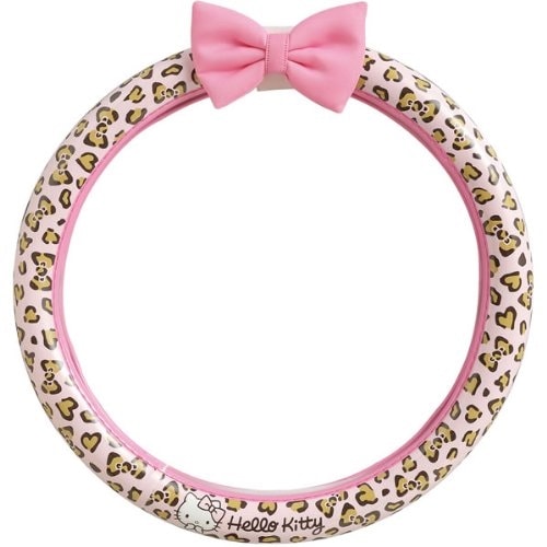 車用 ハローキティ ハンドルカバー ピンクヒョウ柄KT457 | ハンドル