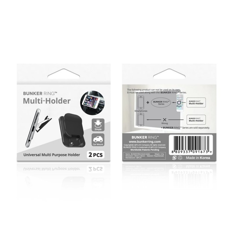 BUNKER RING Multi-Holder �Х󥫡���� �ޥ�� �ۥ���� 2������ �ֺܥۥ�����������ޥ���ȡ�����ץ롡�����ޥ���ȡ�iPhone/iPad/iPod/Galaxy/Xperia (Bunker Ring Multi Holder 2����, �֥�å�)