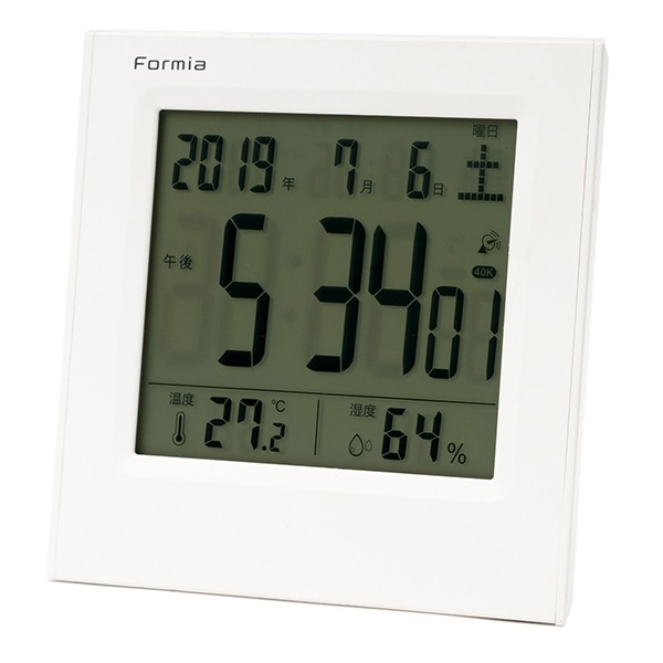 FORMIA（フォルミア） 電波 デジタル 温度 湿度 カレンダー 表示