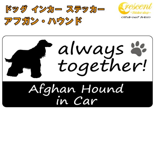 アフガンハウンド afghan hound in Car ステッカー プリントタイプ 【dog in car ドッグ インカー 犬 シール デカール】【文字変更可】