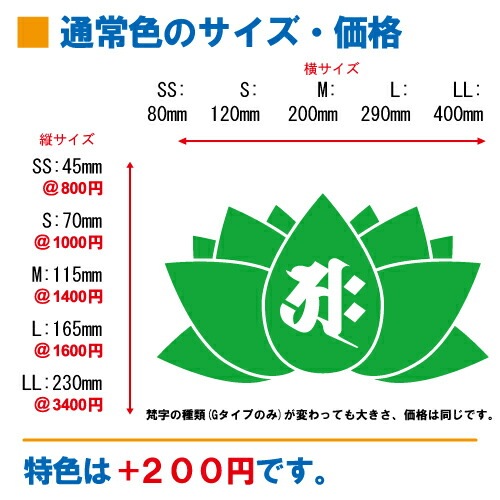 梵字ステッカー タラーク 丑 牛 寅 虎 虚空蔵菩薩 G-12 【5サイズ 全26色】【開運 祈願 蓮 ハス はす 仏教 傷隠し シール デカール スマホ 車 バイク ヘルメット】