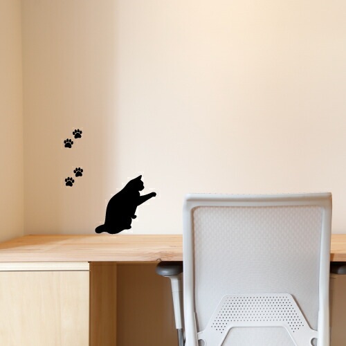 ねこ ウォールステッカー 01【猫 キャット cat モノクロ】【白縁取り有】